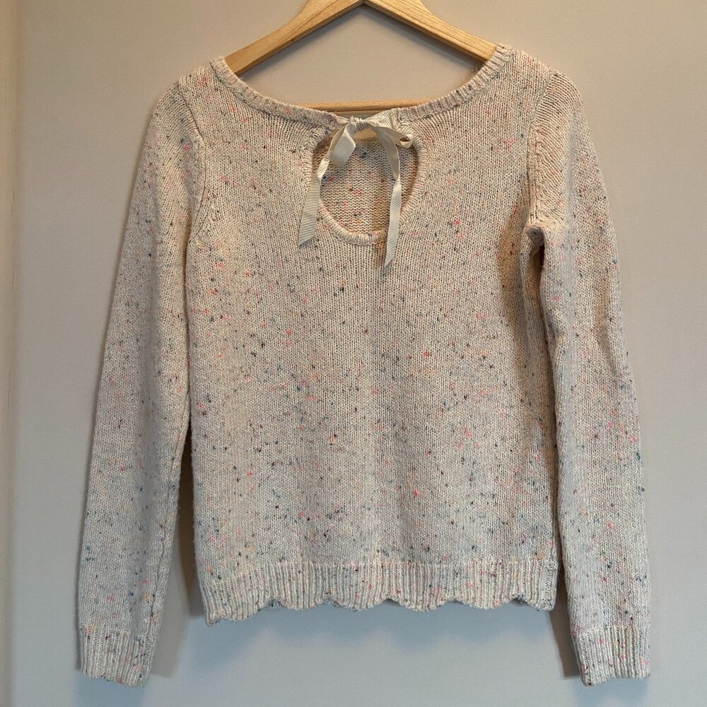 RW&Co Rainbow Sprinkle Knit Sweater with Bow Detail